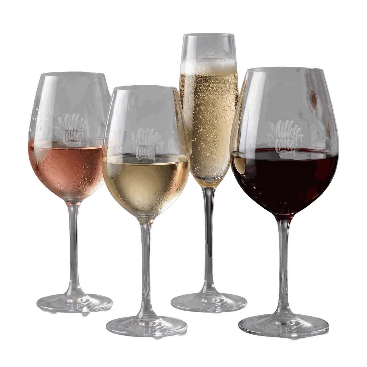 Milky Lane wines · rosé, white, sparkling and red by the glass