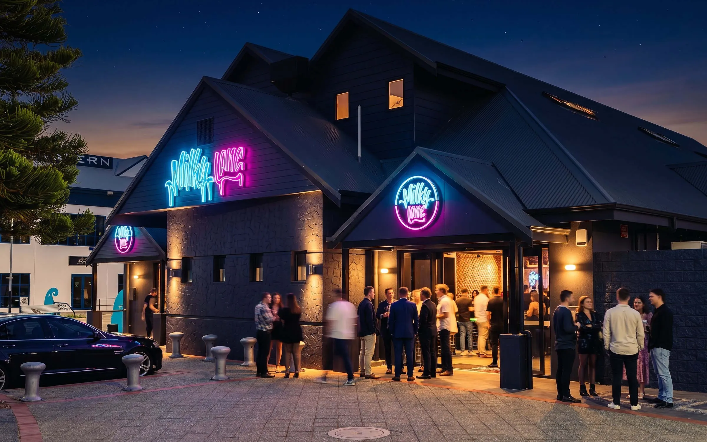 Milky Lane exterior at night