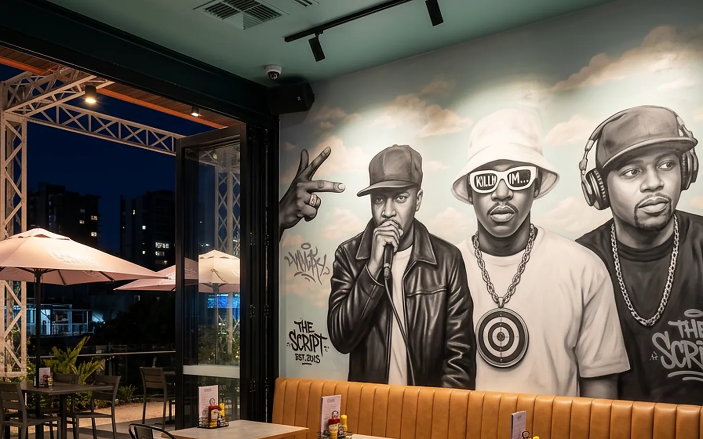 Monochrome wall mural, Newstead
